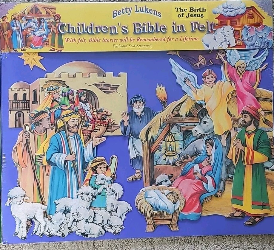 2 BETTY LUKENS BIBLE IN FELT Story Board and THE BIRTH OF JESUS Set NEW Sealed