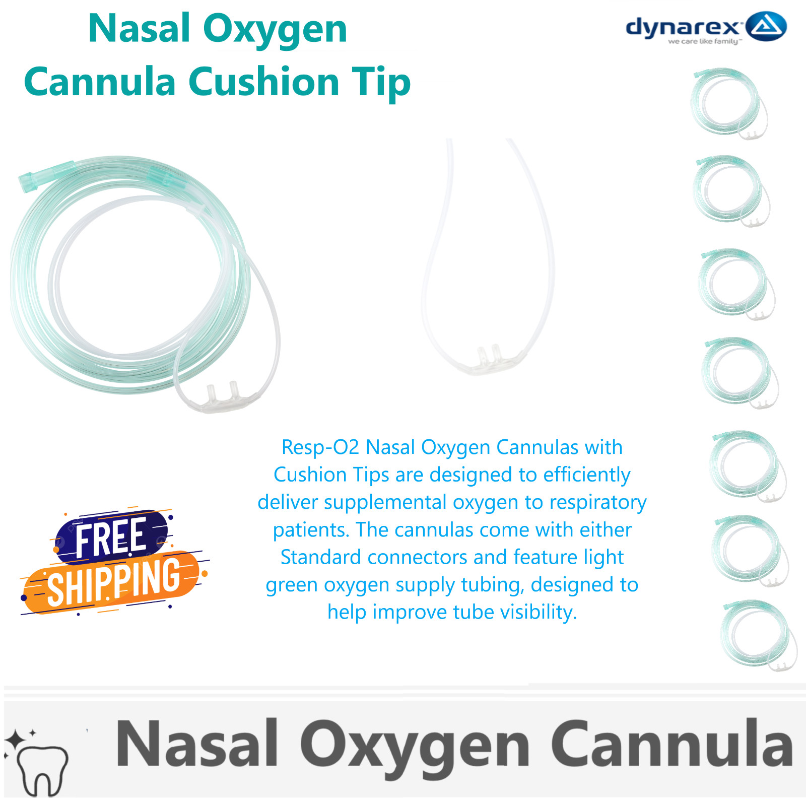 10/Pack - 4 FT Adult Cushion Tip Soft Nasal Oxygen Cannulas Standart Canula