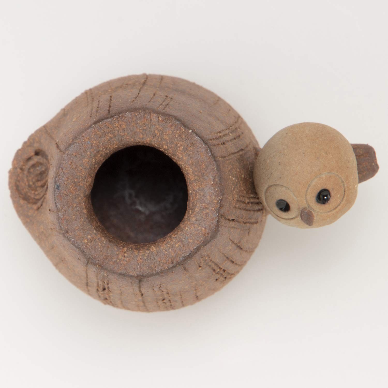 Shigaraki Ware Small Owl Flower Vase Brown Ceramic Japanese Pottery