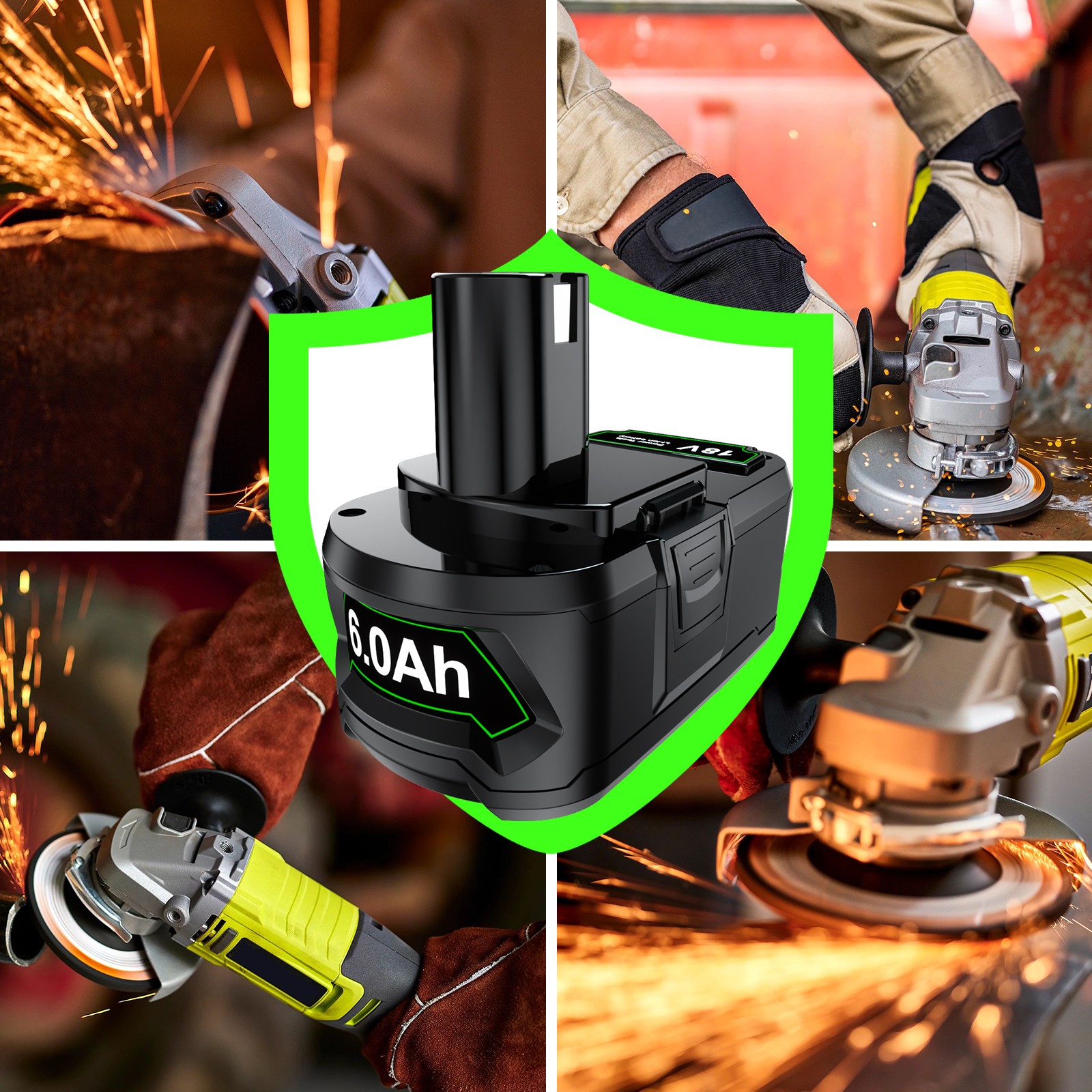 2PACK For RYOBI P108 18V 6.0Ah High Capacity Battery 18Volt Lithium-Ion Battery