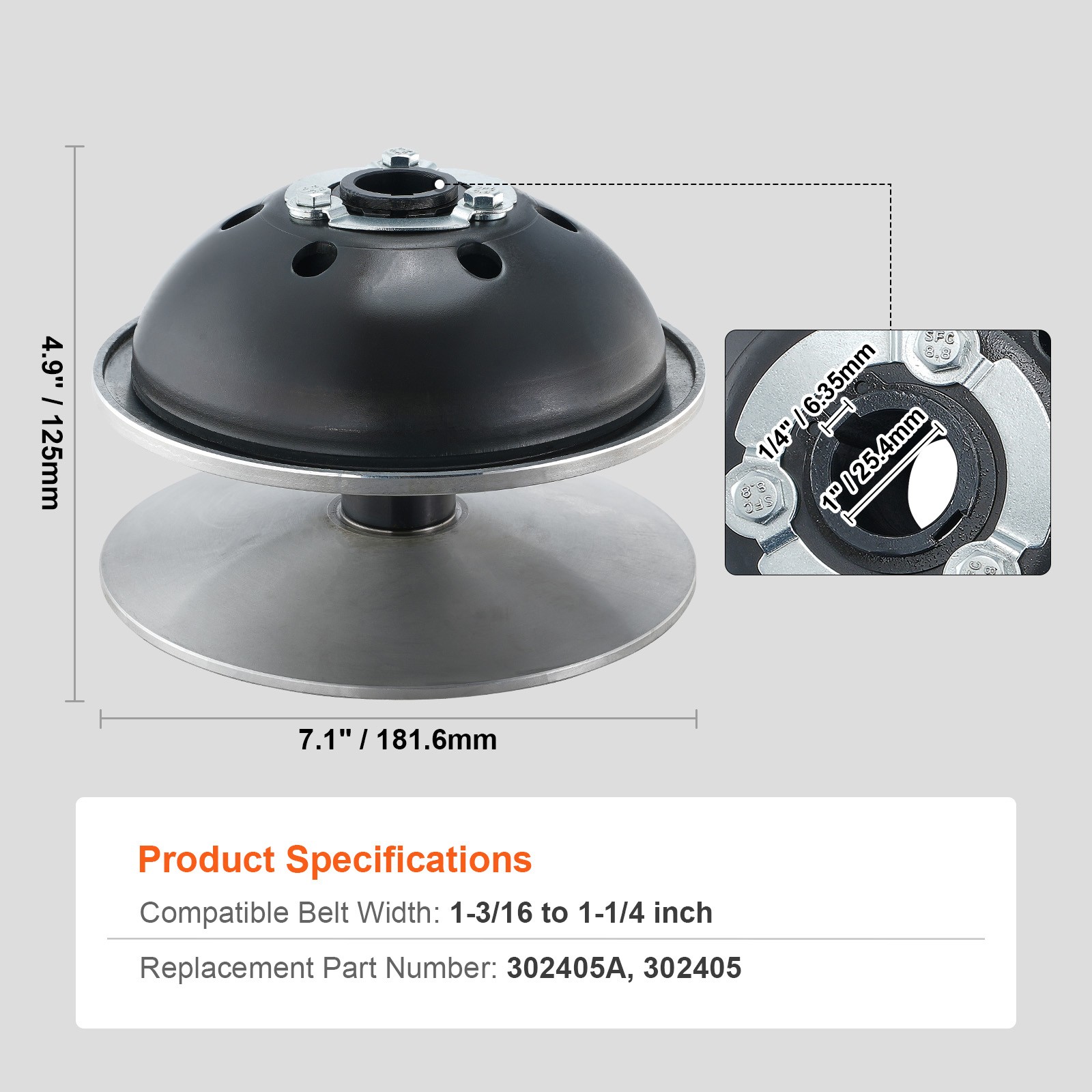 for Comet 780 Series Drive Clutch Fits Powerblock UTV Go Kart 1" Bore 302405A