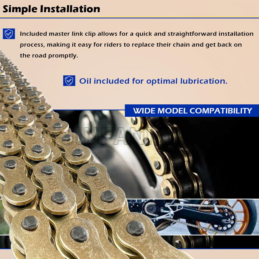 Gold 420 X-Ring Chain 120 Links With Connecting Master Link for Motorcycle