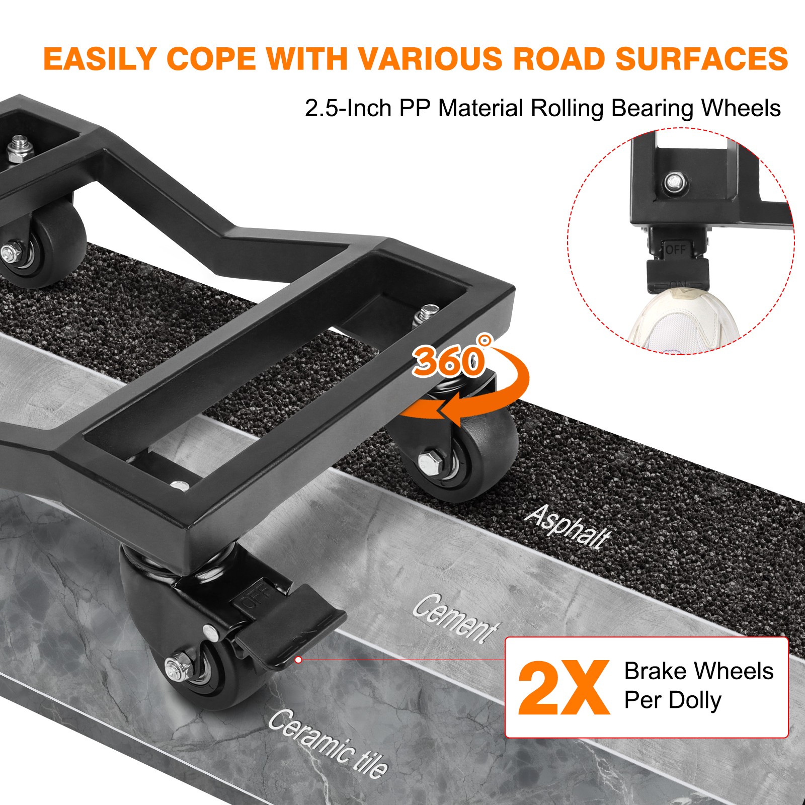 4 PCS 6000LB Car Dolly Wheel Tire Dolly Heavy Duty Skate Auto Repair Dolly