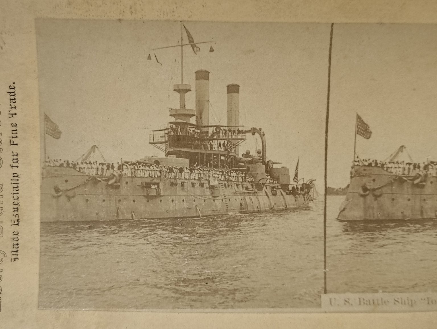 US Navy Battleship Iowa Stereoview Photograph Liberty Brand Vintage