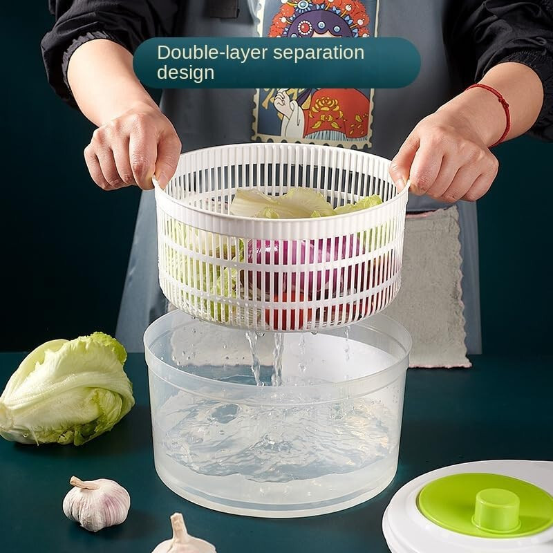 BN-LINK 3L Salad Spinner with Drain, Quick and Easy Multi-Use Lettuce Spinner