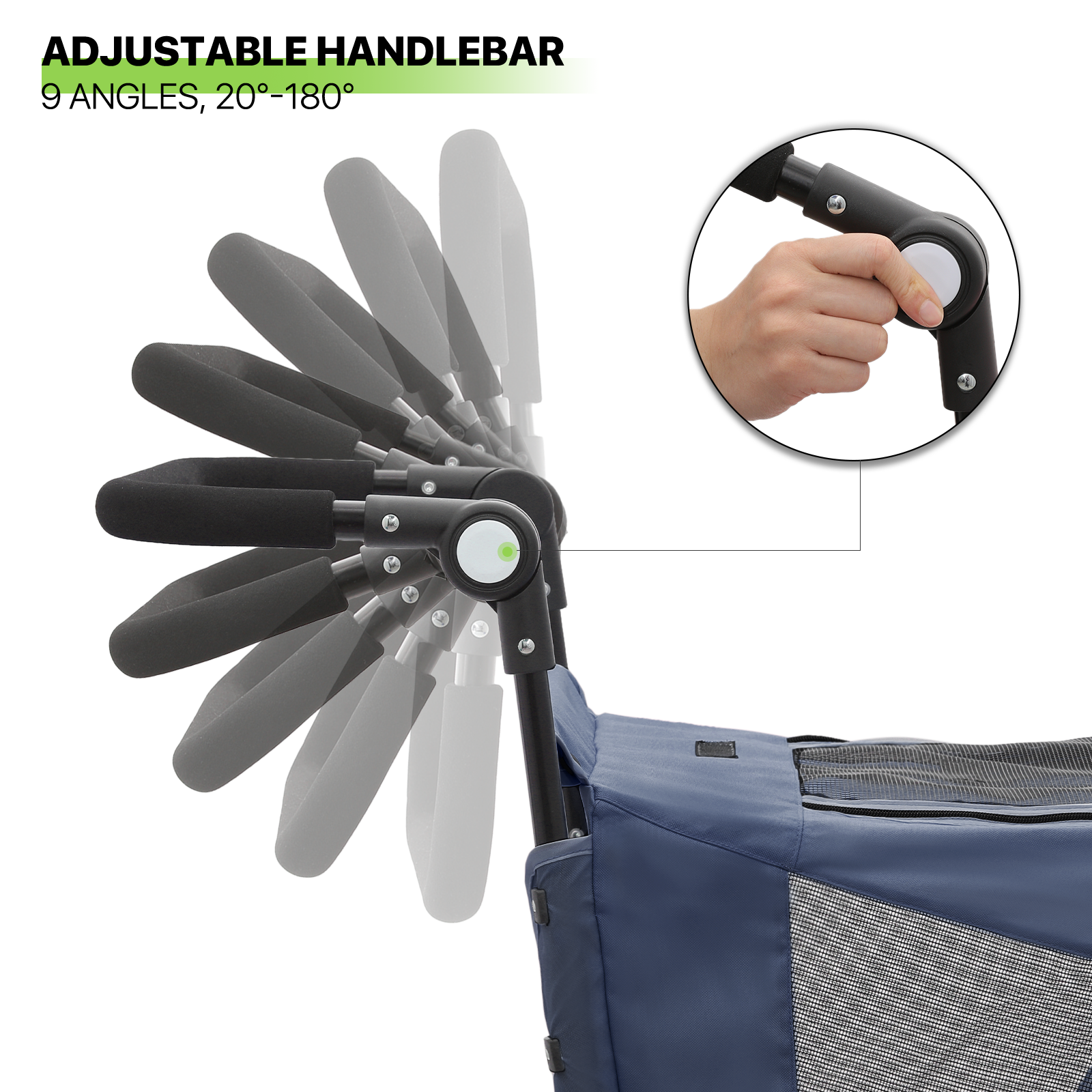 Folding Dog Stroller Blue Portable Pet Travel Carrier Cart w/Foot Activated Lock