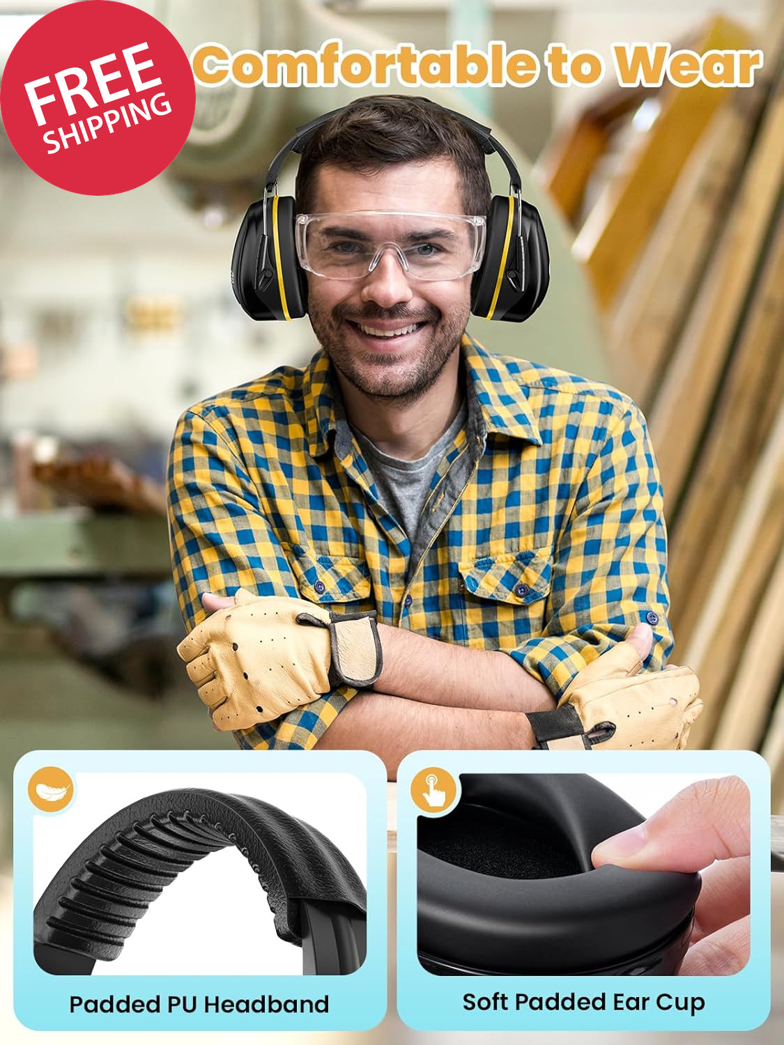 Noise Reduction Ear Muffs, Noise Cancelling Headphones for Adults, Kids Autism S