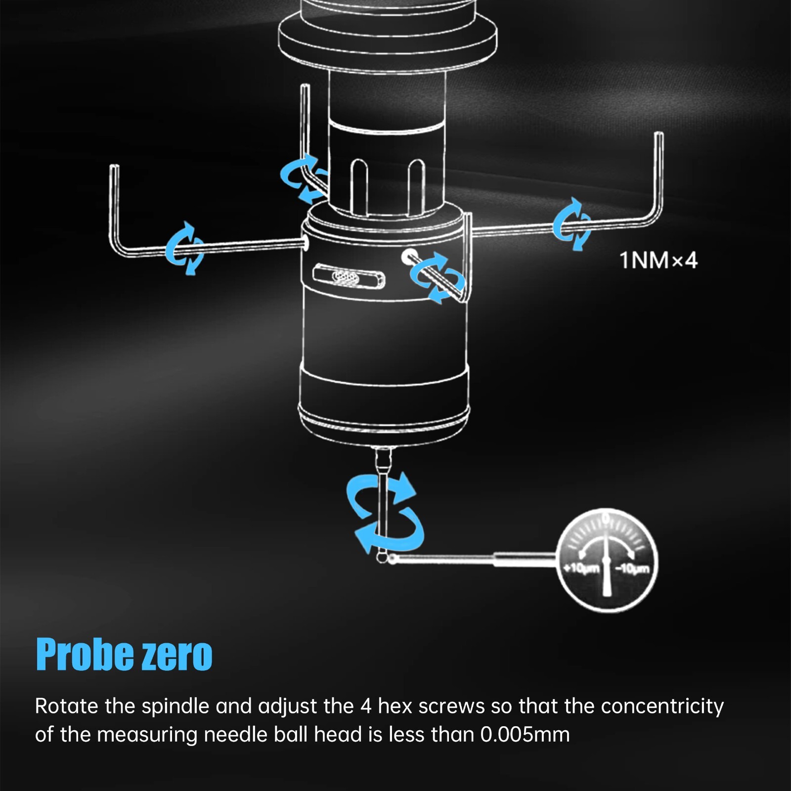 【US】CNC Wireless 3D Probe Finder with Receiver,LED display 0.001mm Accuracy IP67