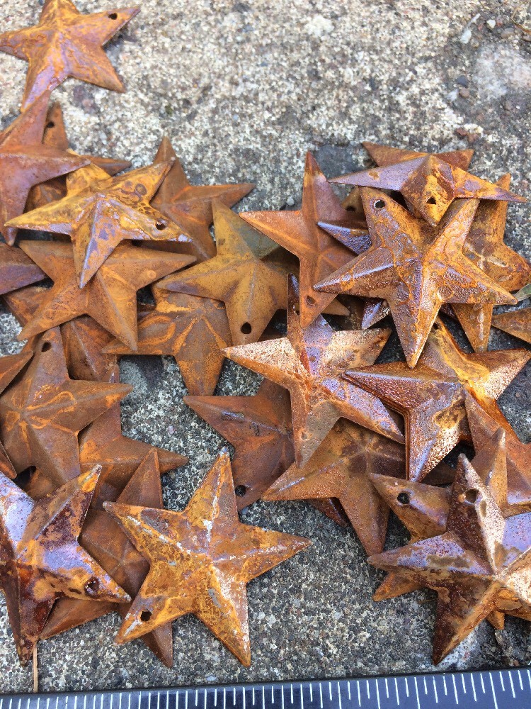 Set 20 Rusty Stars 10- 2.25" & 10- 1.5" Country Metal Barn Star Craft Supplies *