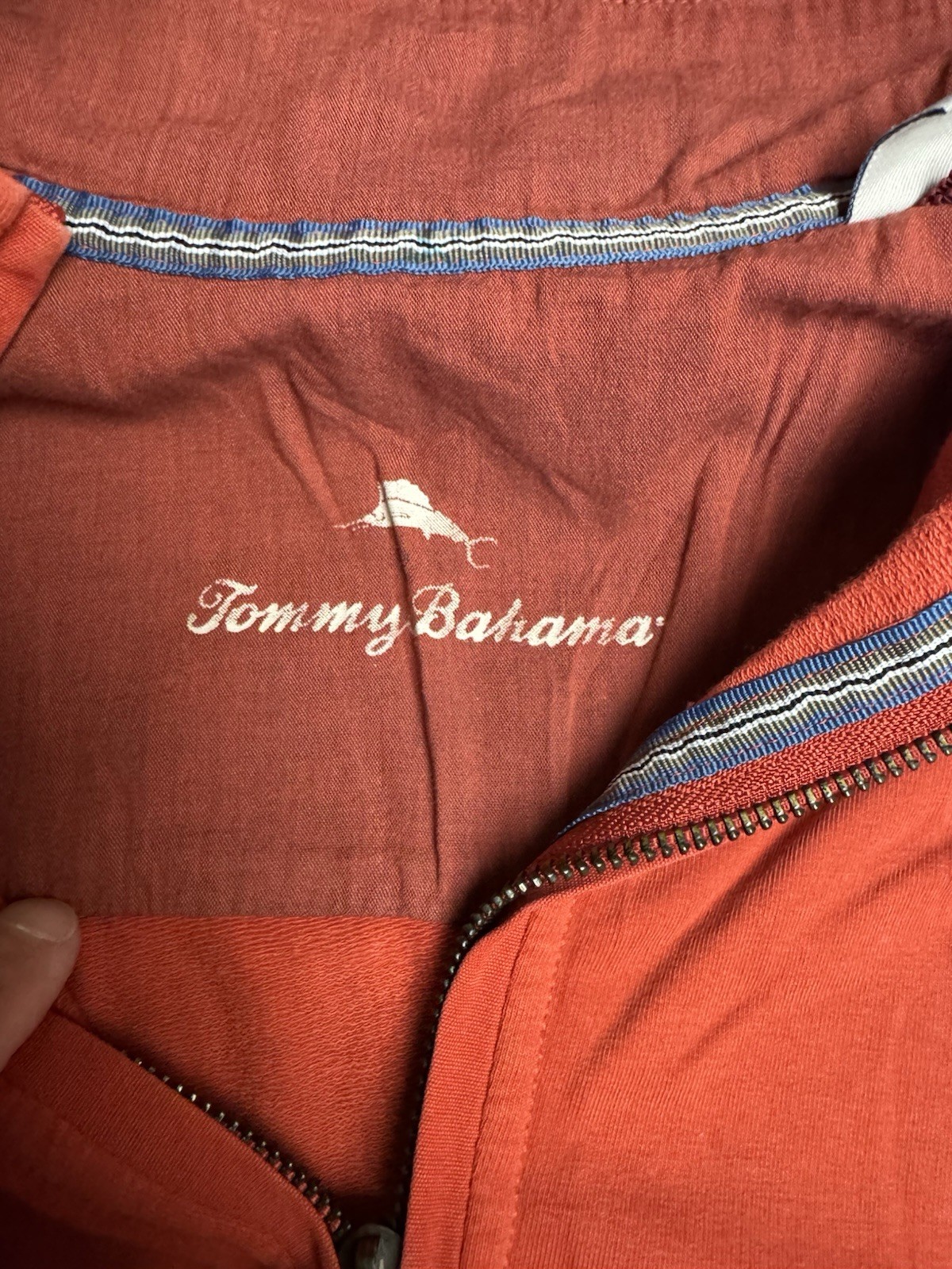 Tommy Bahama Disney Mickey Quarter Zip Sweatshirt Pullover Mens M Orange USED