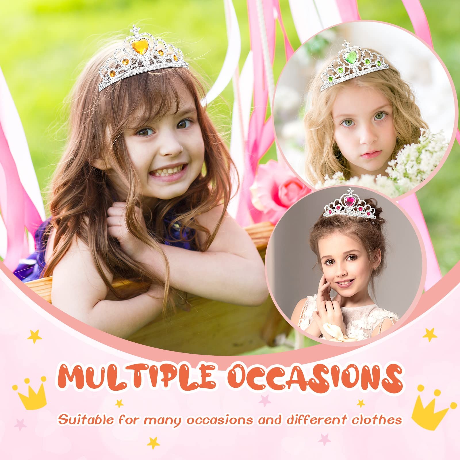 Hinly 30 Pcs Princess Crown Set Tiaras for as shown in pictures, Multicolor