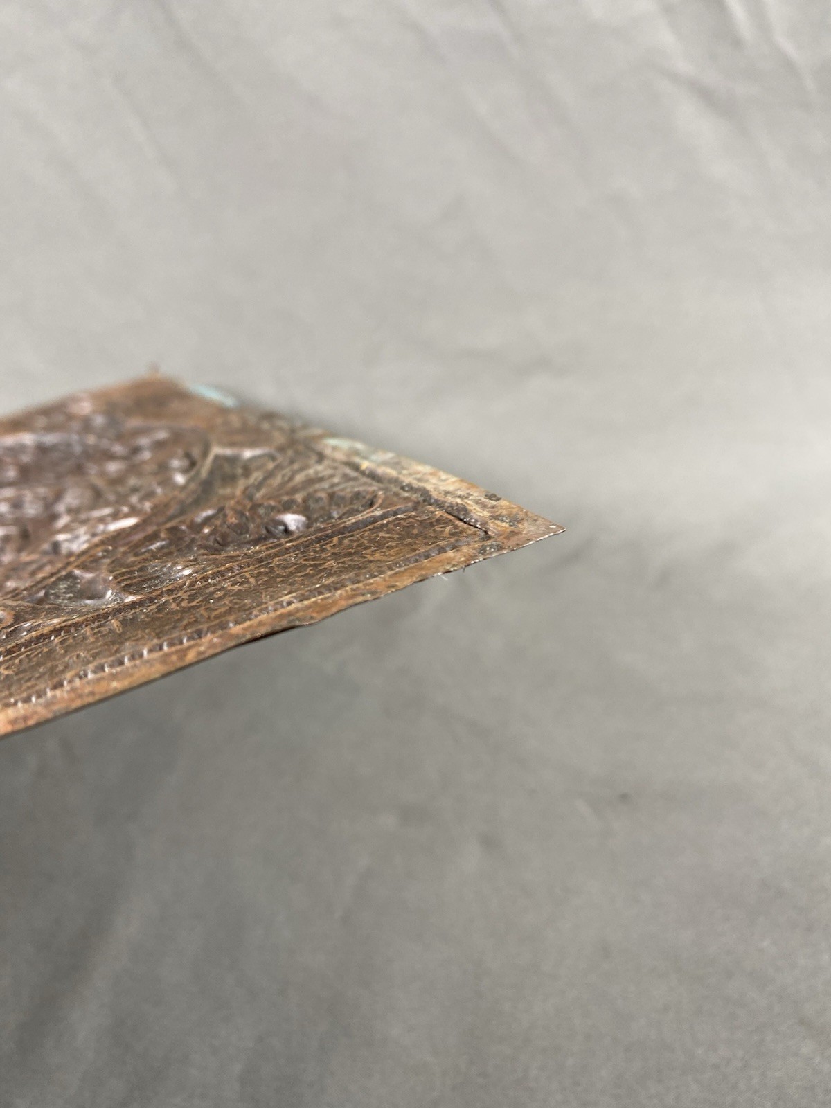 Antique Tibetan Zodiac Repousse Copper Panel Mandala Demonic Deity 10x8”