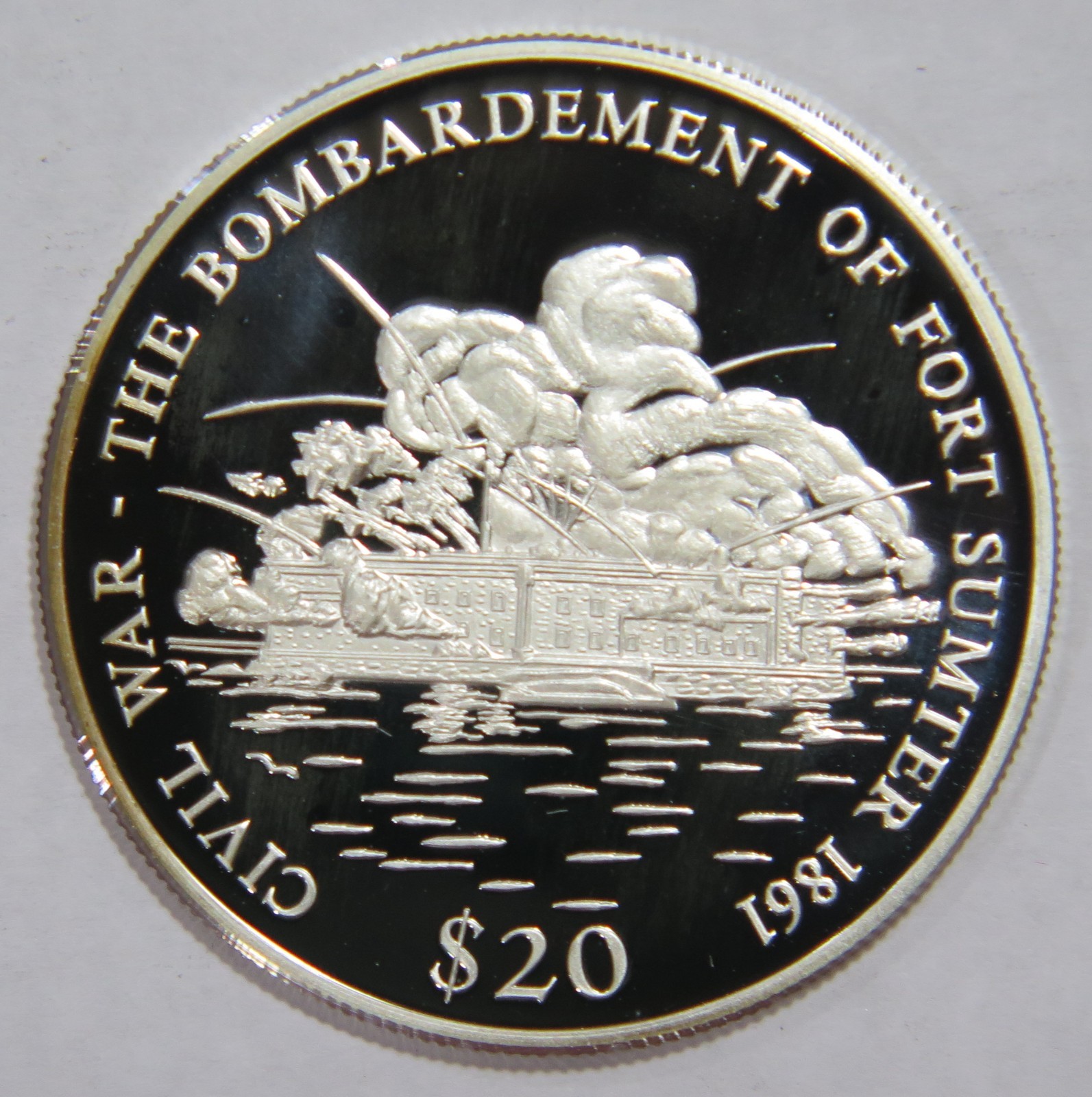 LIBERIA 2000 $20 DOLLARS 999 SILVER FORT SUMTER CIVIL WAR COMMEMORATIVE COIN