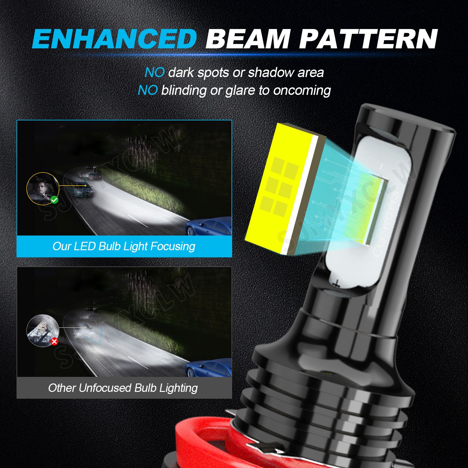 H11 H9 LED Headlight Super Bright Bulbs Kit 8000K White 330000LM High/Low Beam