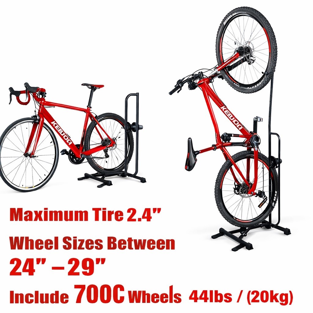 CyclingDeal Steel Bike Stand Vertical & Horizontal Storage 24"-29" Wheels 44 lbs