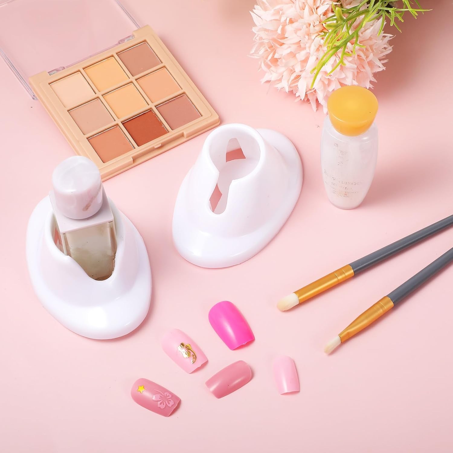 2pc Soft Rubber Nail Polish Bottle Holder Anti-Spill Silicone Manicure Stand 2