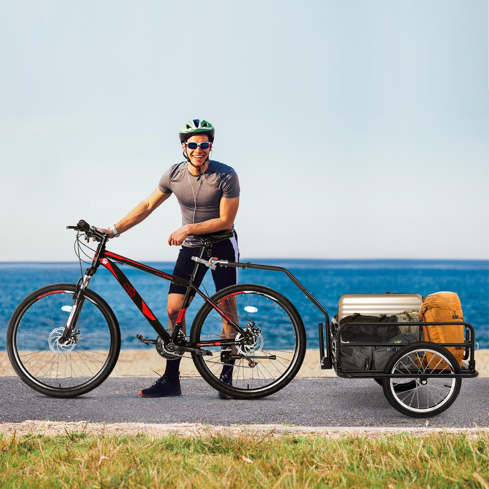 Bike Cargo Trailer Bicycle Carrier Shopping Luggage Storage Cart with Hitch