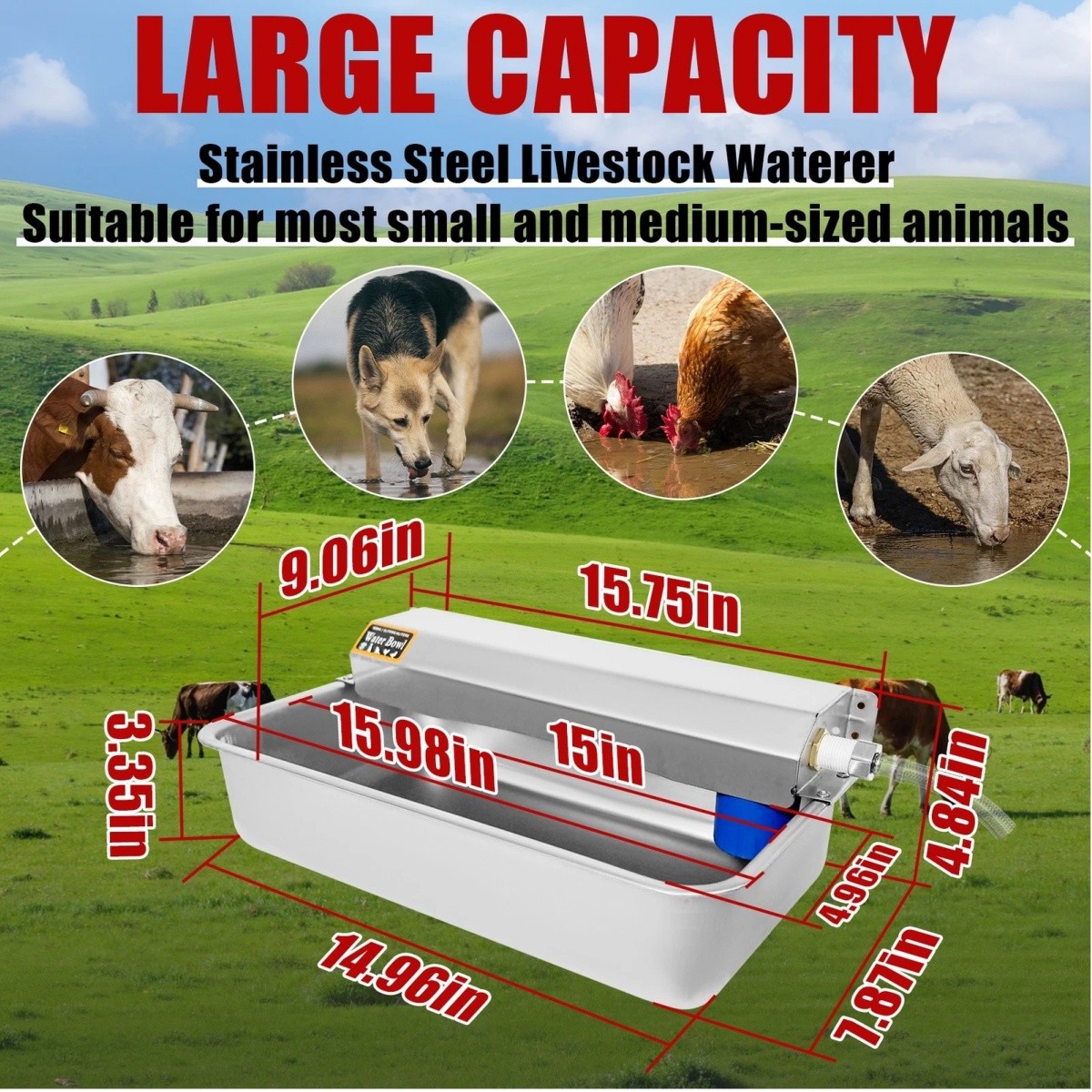 Automatic Dog Water Dispenser 2 Gallons 304 Stainless Steel Dog Water Bowl