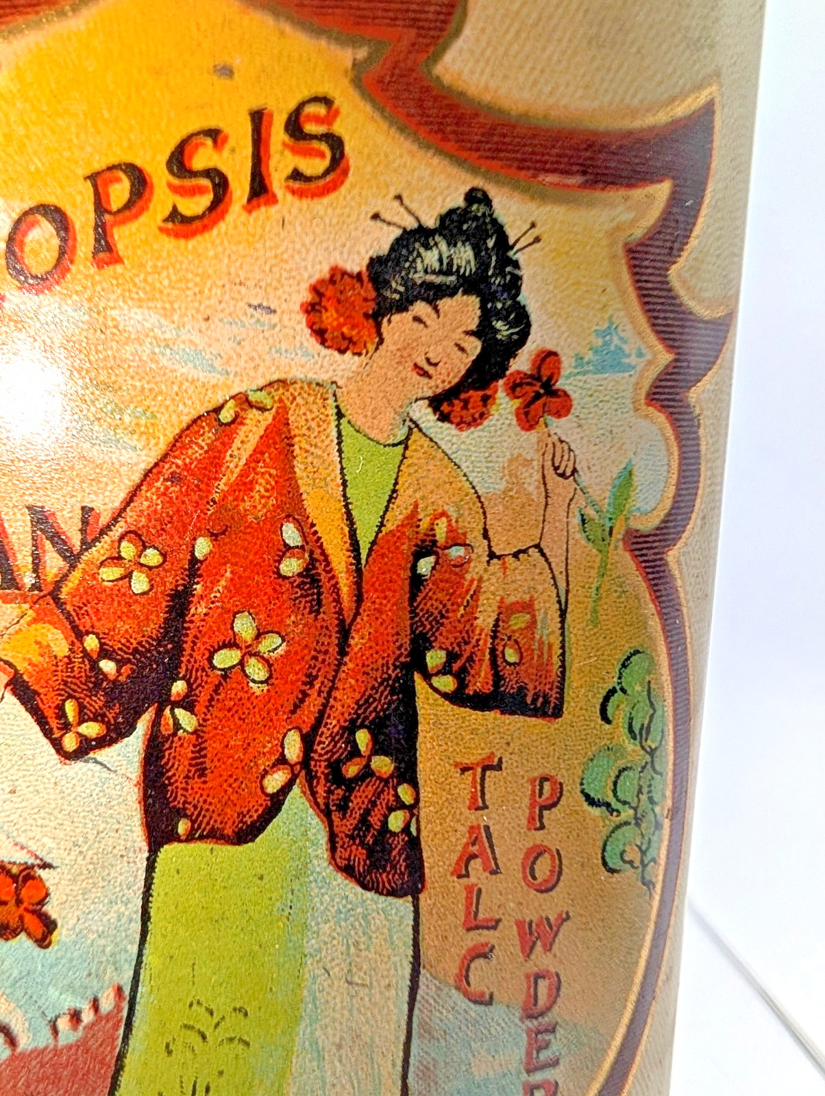 VTG AIR FLOAT CORYLOPSIS OF JAPAN TALC POWDER LITHO TIN CAN TALCUM CO.