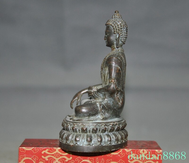 4" Tibetan Buddhism temple bronze Sakyamuni Medicine Buddha statue