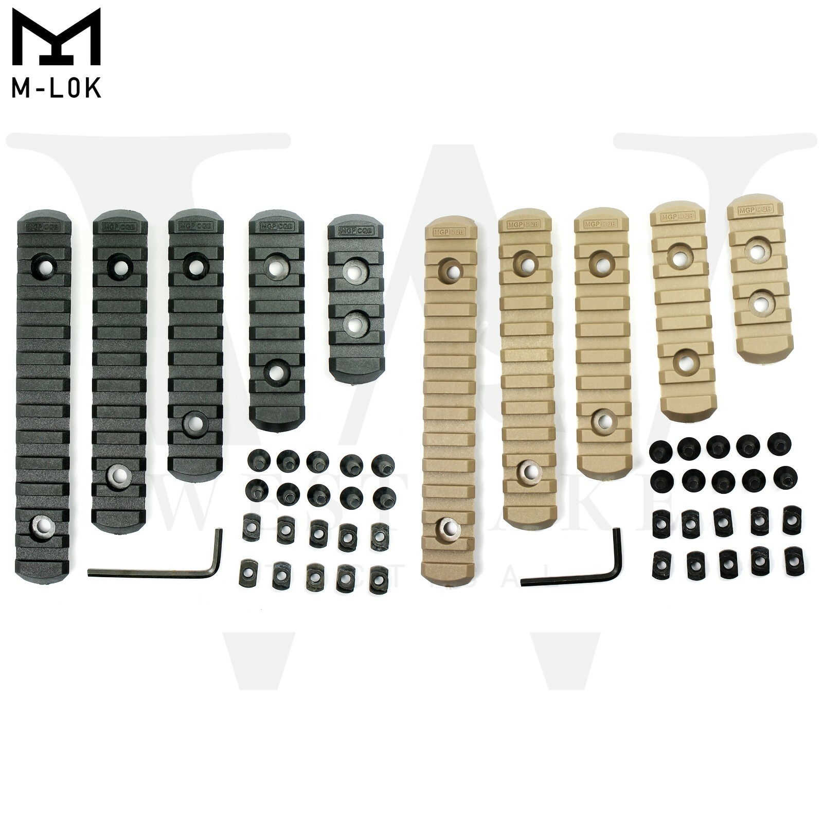 M-LOK Polymer Picatinny Weaver Rail Section Set 5 7 9 11 13 Slot 5PCS 5 Rail Set