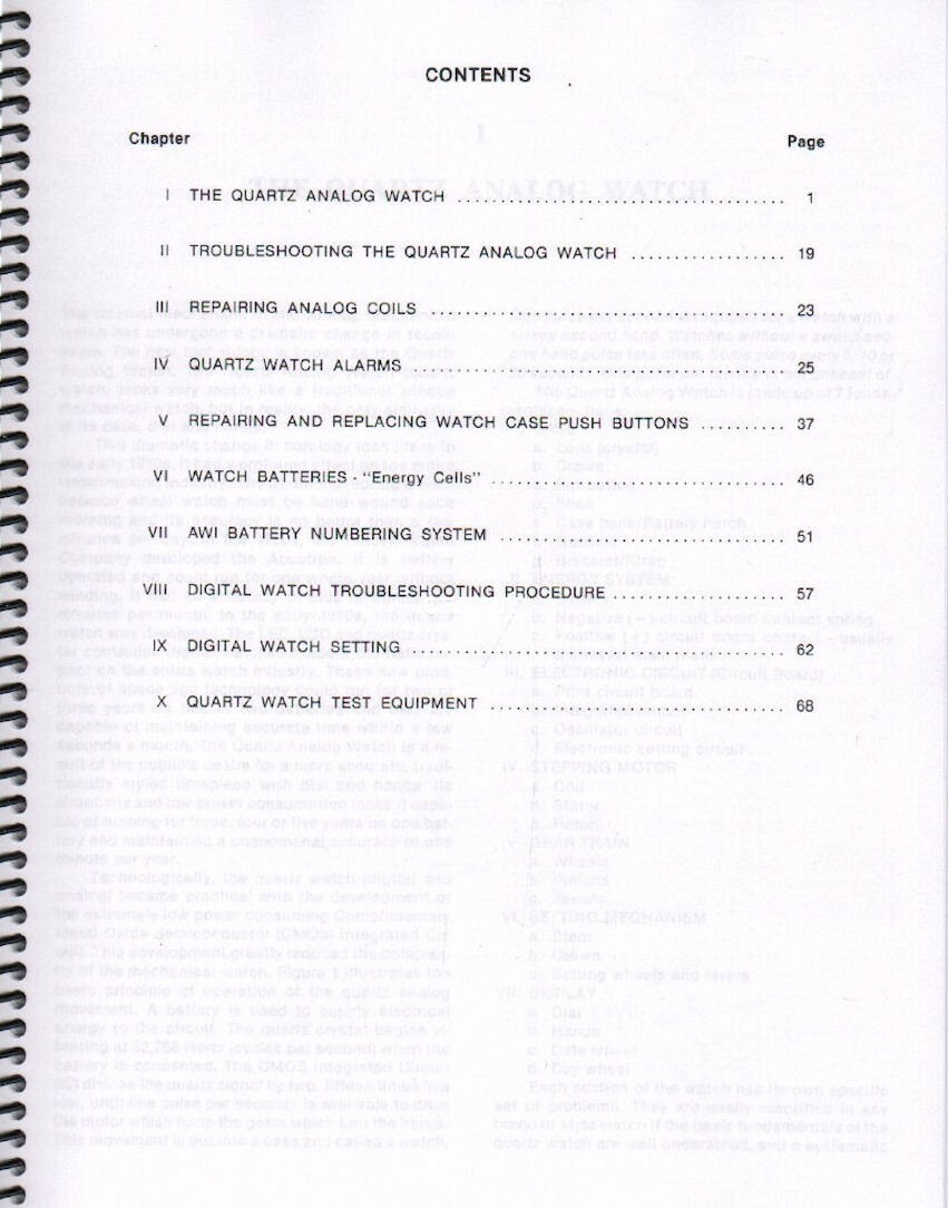 Louis Zanoni QUARTZ WATCH REPAIR MANUAL, New Paperback with Spiral Binging,