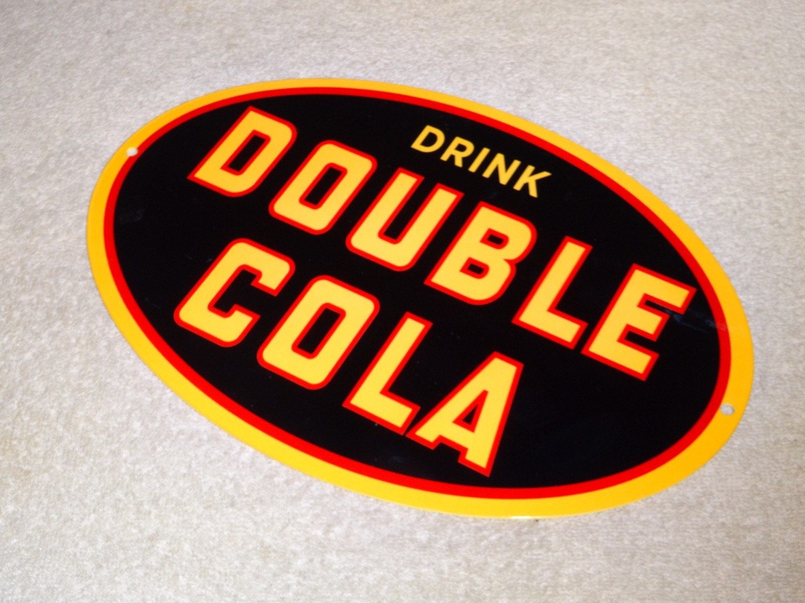 VINTAGE DRINK DOUBLE COLA SODA POP 12" METAL COCA GASOLINE OIL ADVERTISING SIGN!