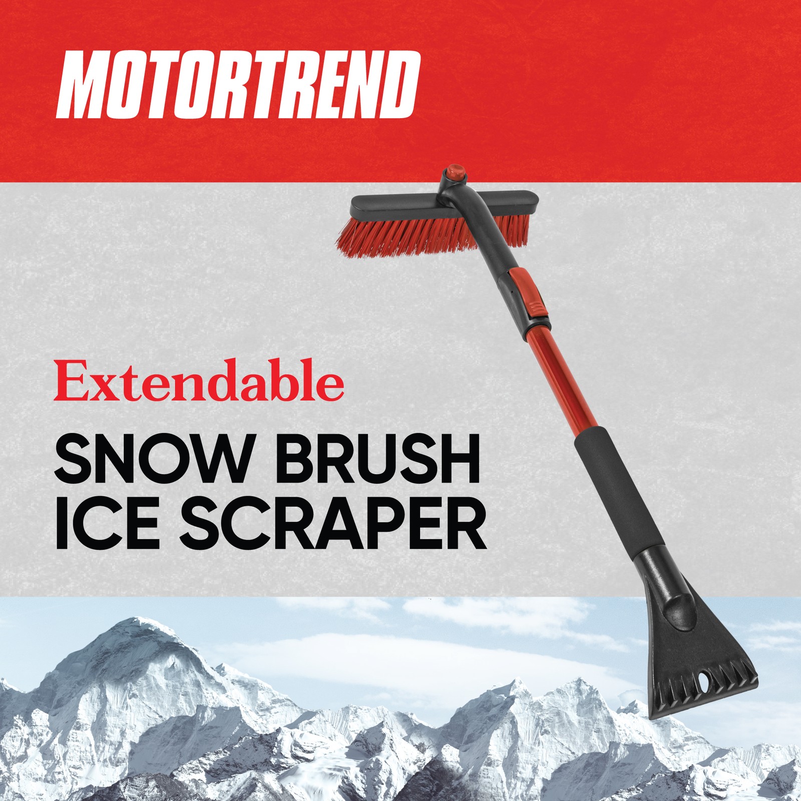 BDK Motor Trend Ice Scraper with Extendable Handle and Rotating Brush Head - ...