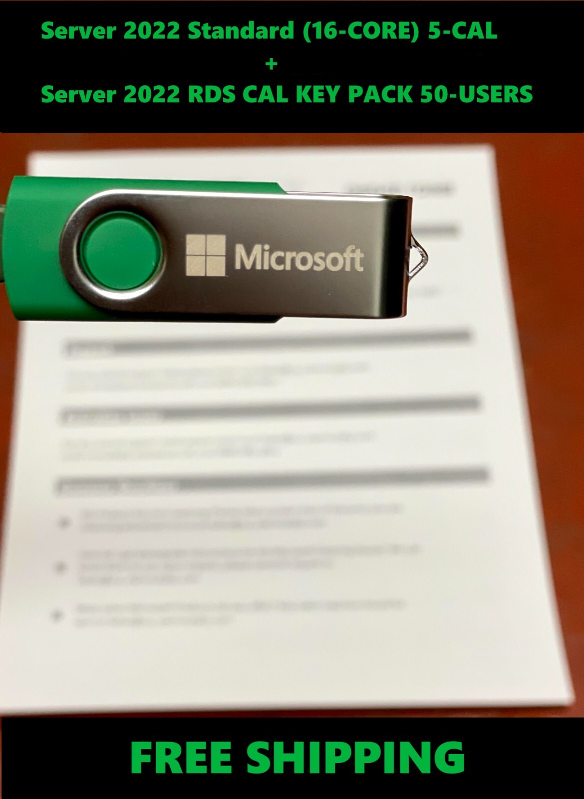 Windows Server 2022 Standard 16-CORE 5CAL w/ 50 RDS Remote Desktop RDP User CALs