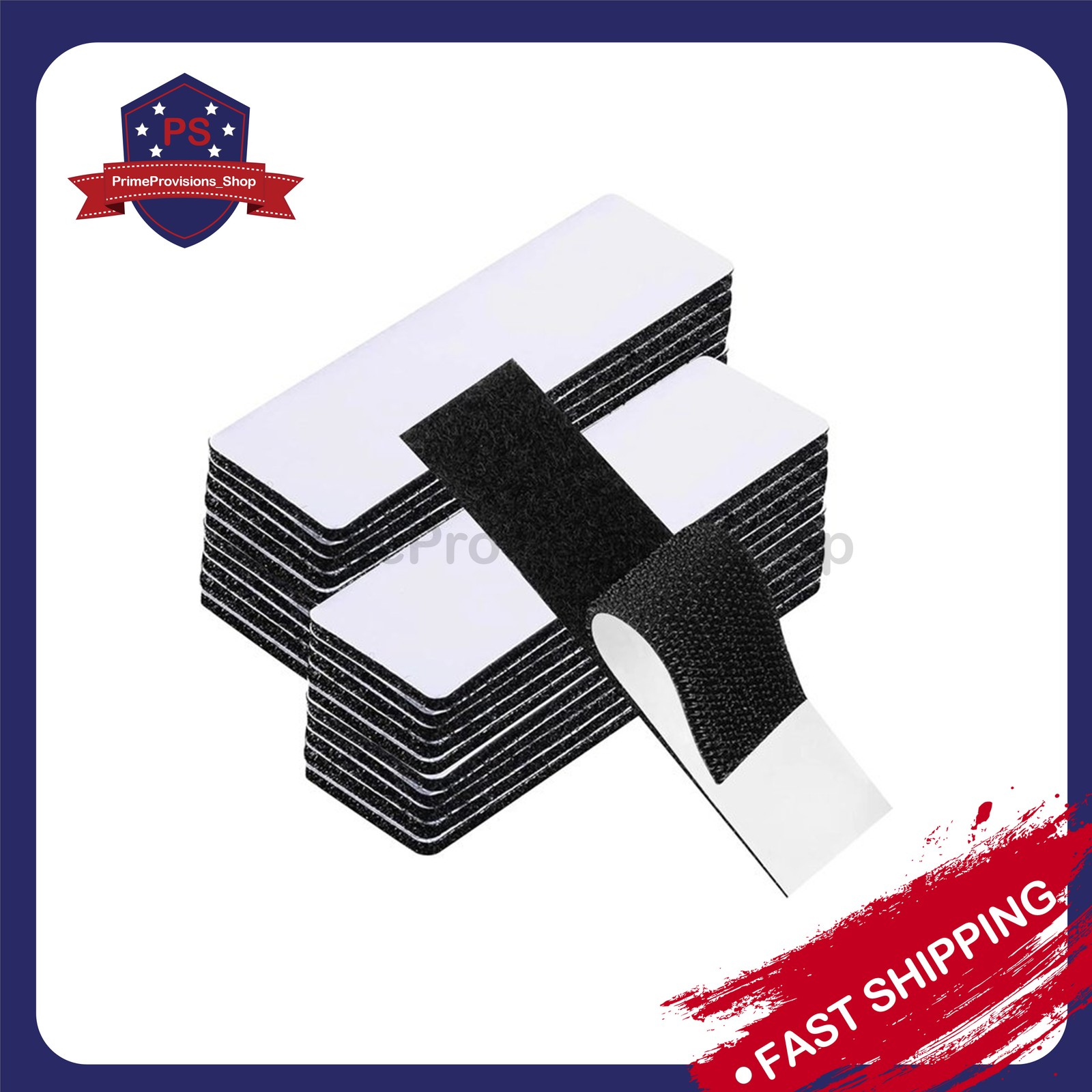 20 Sets Heavy Duty Hook & Loop Adhesive Strips Black Sticky Back Fastener 1x4"