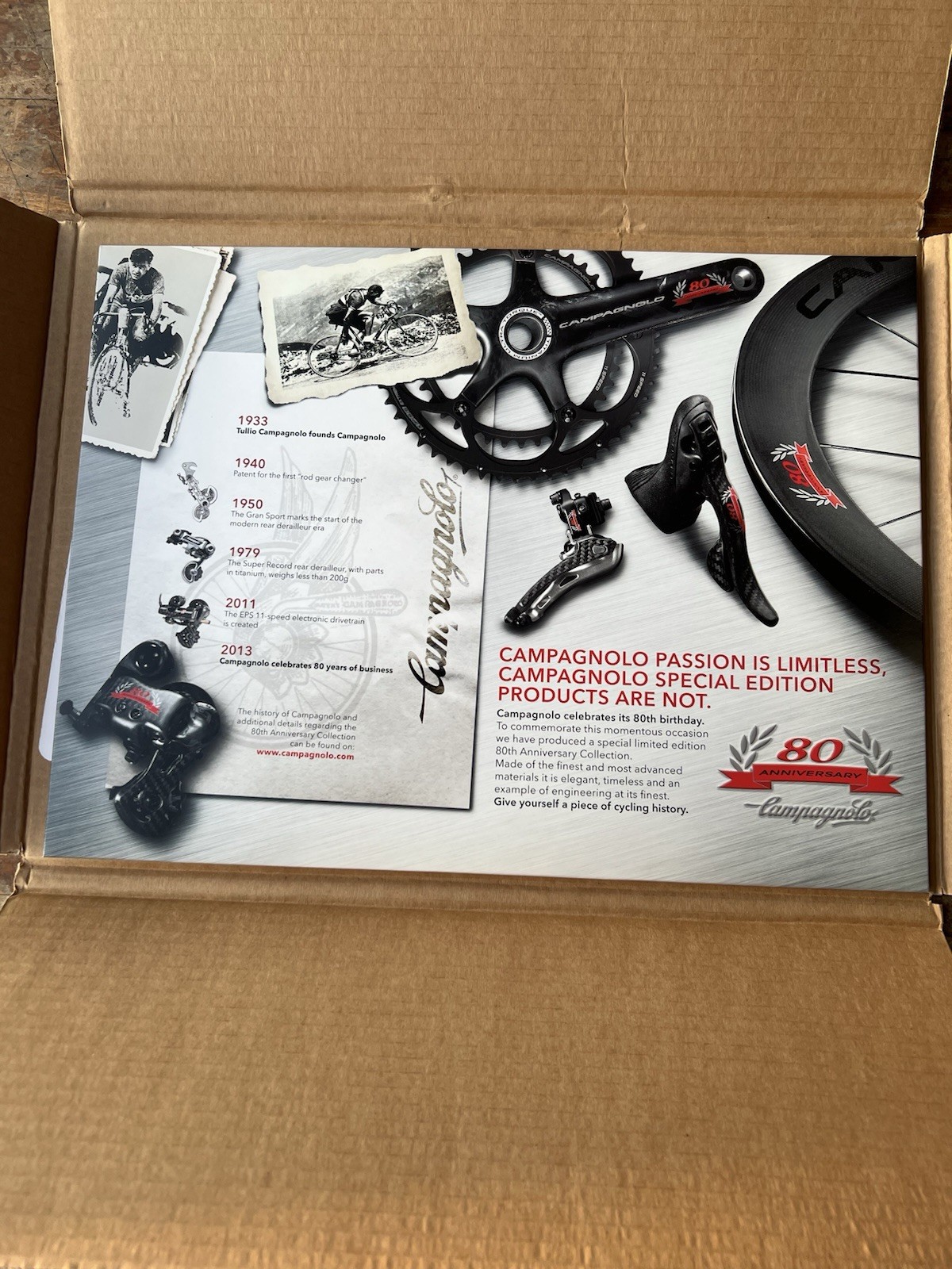 NOS Campagnolo 80th Anniversary Gruppo Shop Dealer Counter Top Poster  12 x 16