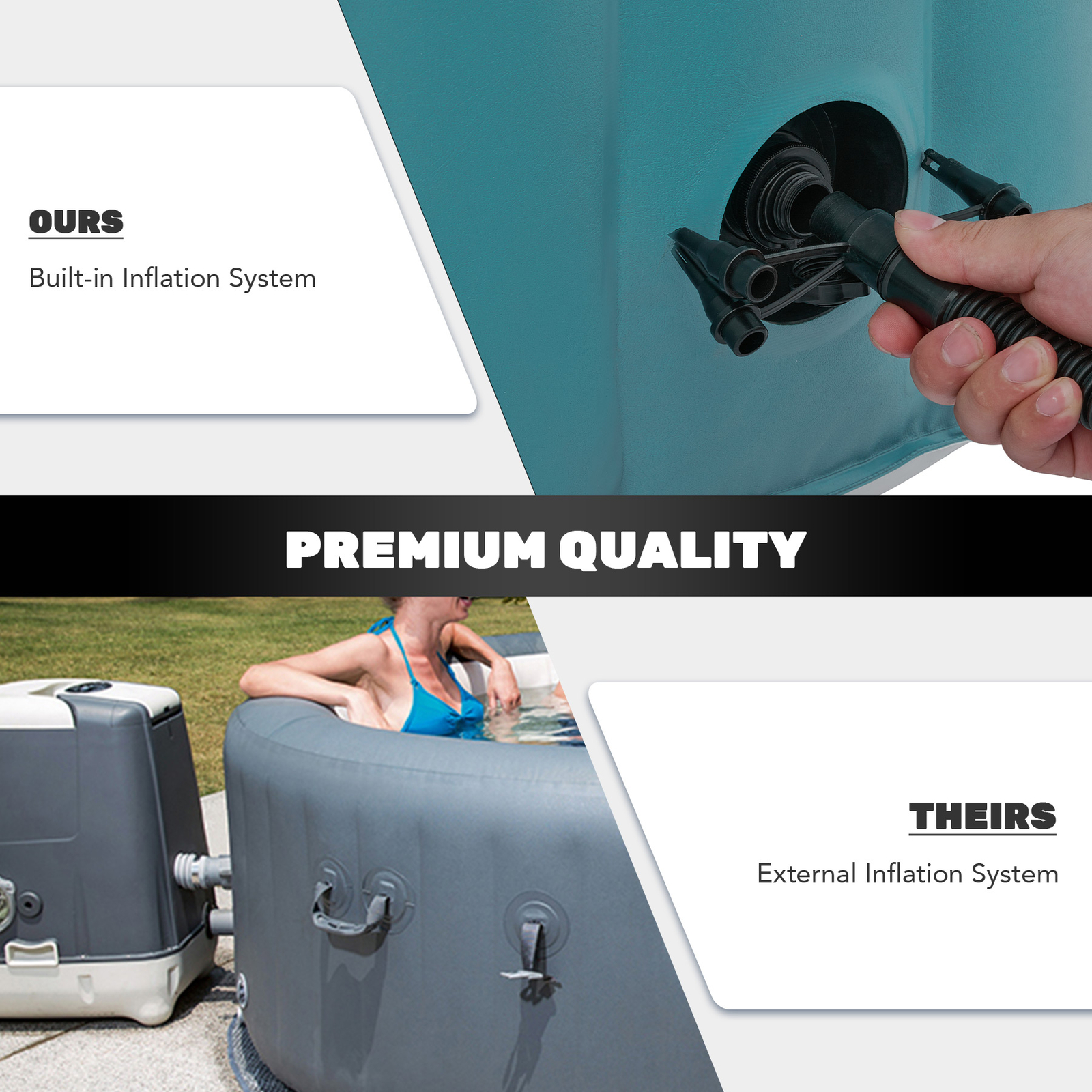 CO-Z Portable Inflatable Hot Tub Spa w Cover plus 130 Air Jet 5-7 Person Outdoor