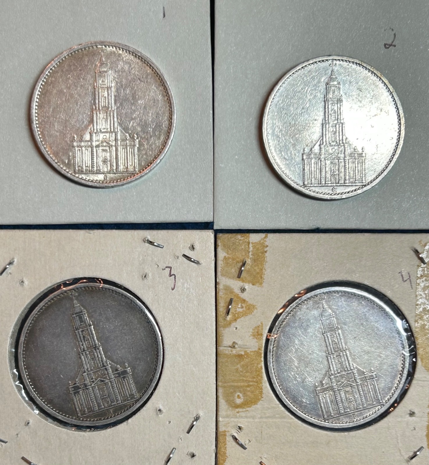 Lot of 4 WWII 5 Mark German Silver Coin Potsdam Reichsmark Fineness .900