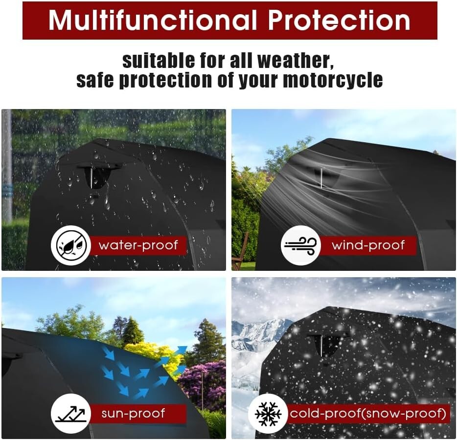 Motorcycle Covers Waterproof Outdoor Storage Sheds 136"x54" x75" Heavy Duty