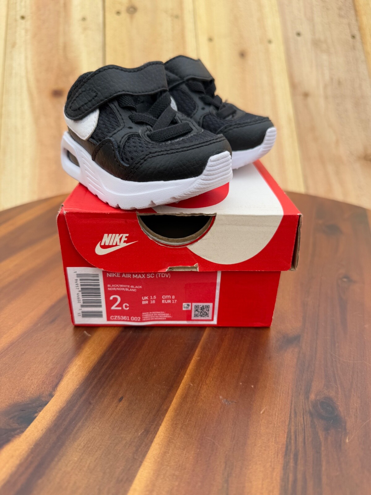 Nike Toddler's Air Max SC Shoe Size 2C Black White Unisex Sneaker Athletic Shoes