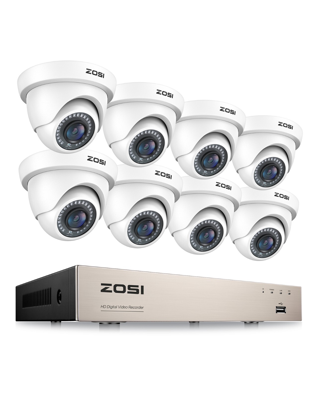ZOSI 5MP Lite HDMI 8CH DVR 1080P H.265 CCTV Security Camera System Night Vision