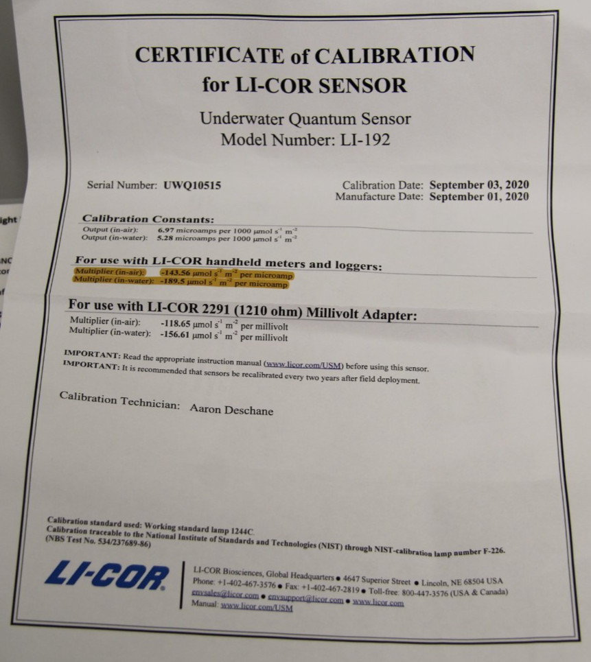 LI-COR LI-250A Light Meter With Underwater Quantum Sensor LI-192 & Photometric