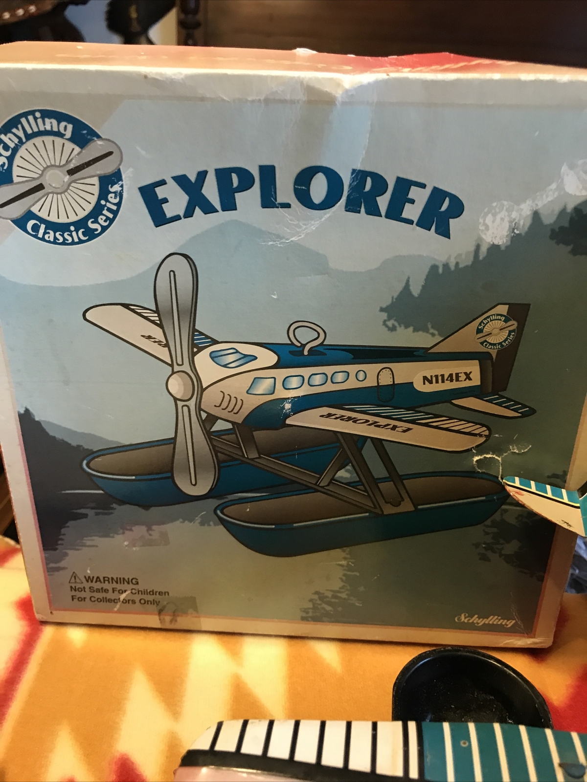 SCHYLLING Propeller Sea Plane Tin Windup Pontoon Box/ Motorcycle Side Car Rider