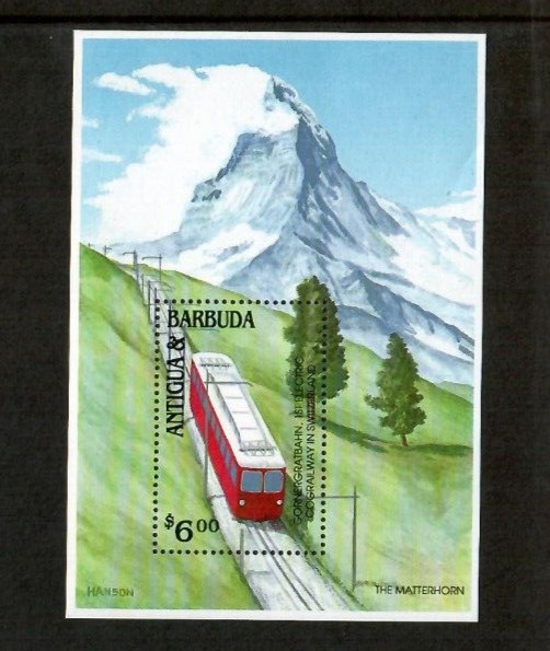 Antigua 1991 - Cog Trains Switzerland - Souvenir Stamp Sheet - Scott #1400 - MNH