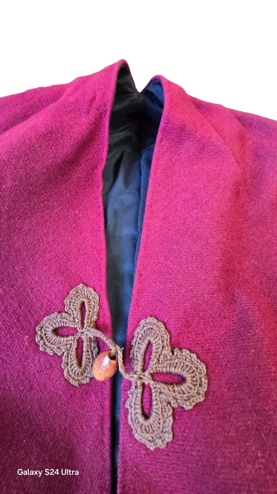 Victorian Burgundy Wool Capelet Fringe Cloak Steampunk Civil War Reenactment