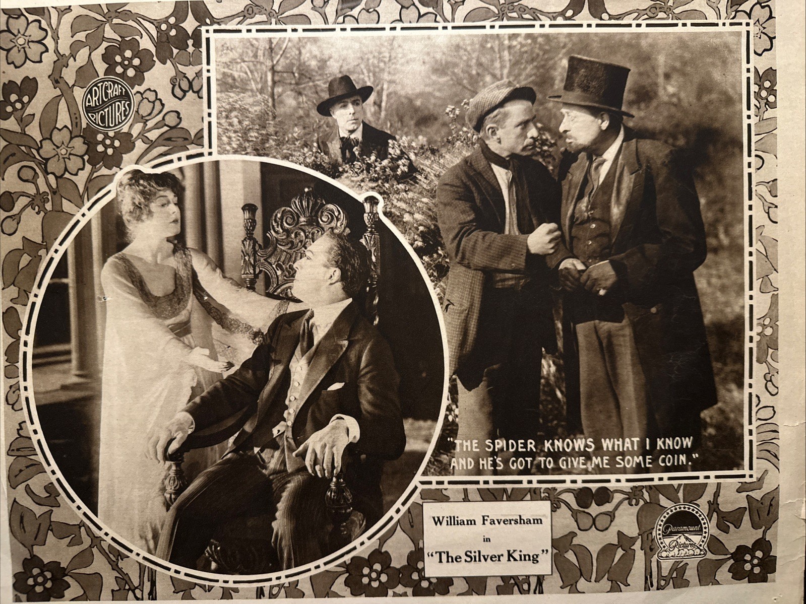 ANTIQUE ART CRAFT PICTURES/ PARAMOUNT Silent Film Movie LOBBY POSTER CARD