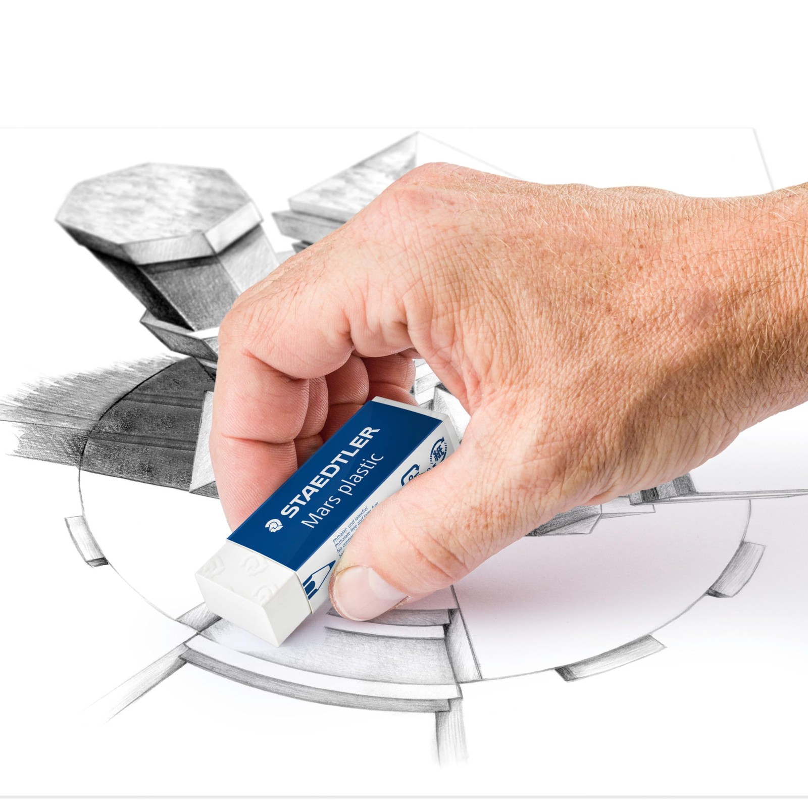 STAEDTLER Mars Plastic Vinyl Erasers (4-Pack), White Erasers for Clean & Prec...