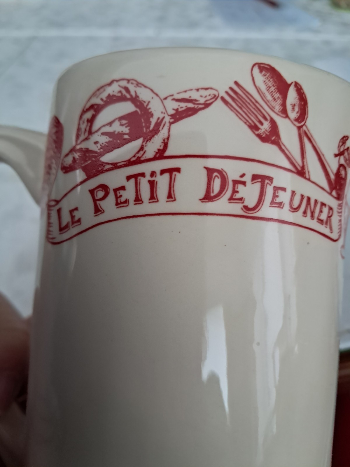 Ceramic Le Comptoir De Famille Red White France Pitcher Le Petit Dejeuner