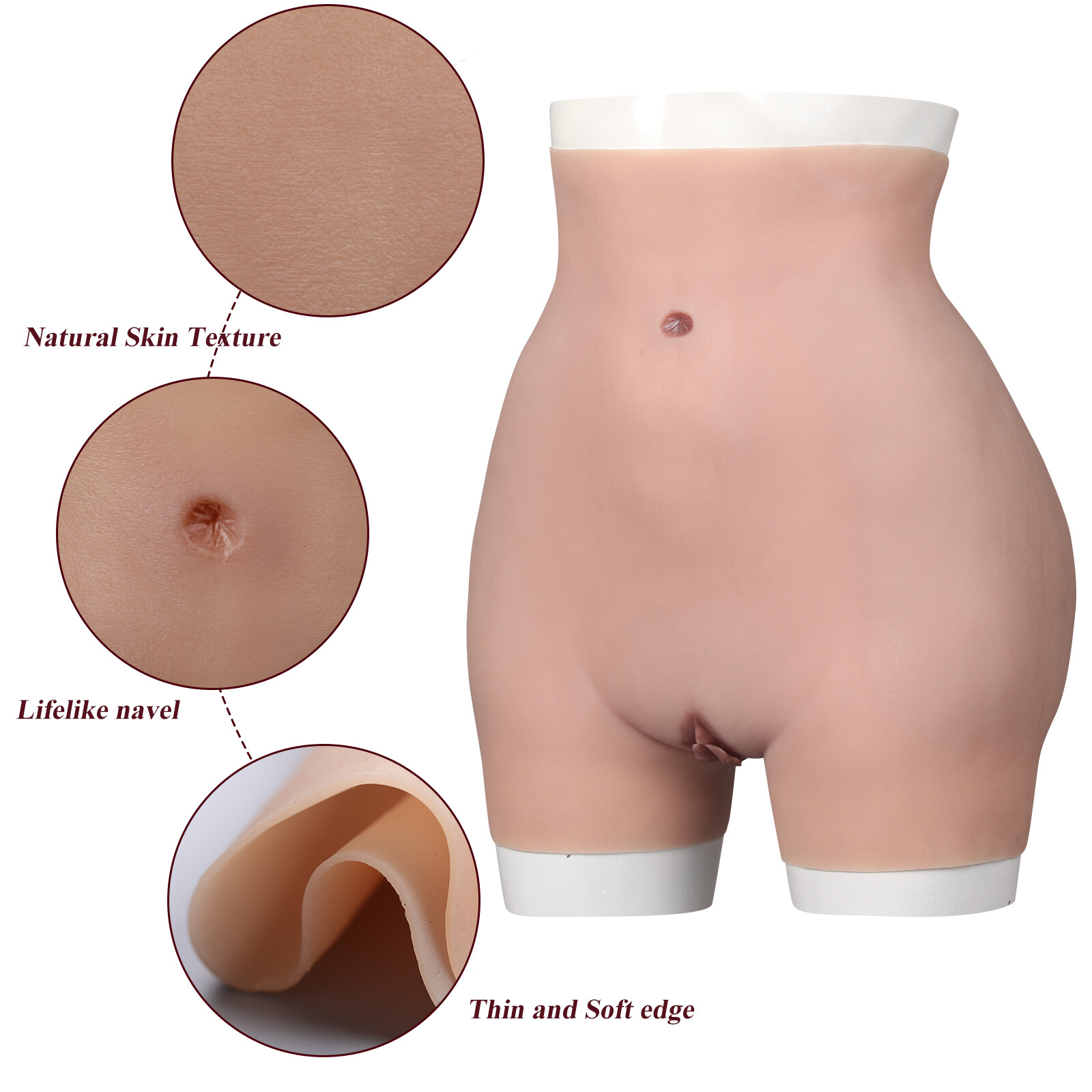 Crossdresser Silicone Panties Fake Vagina Pants Hip Enhancer Shaper Buttock Pads