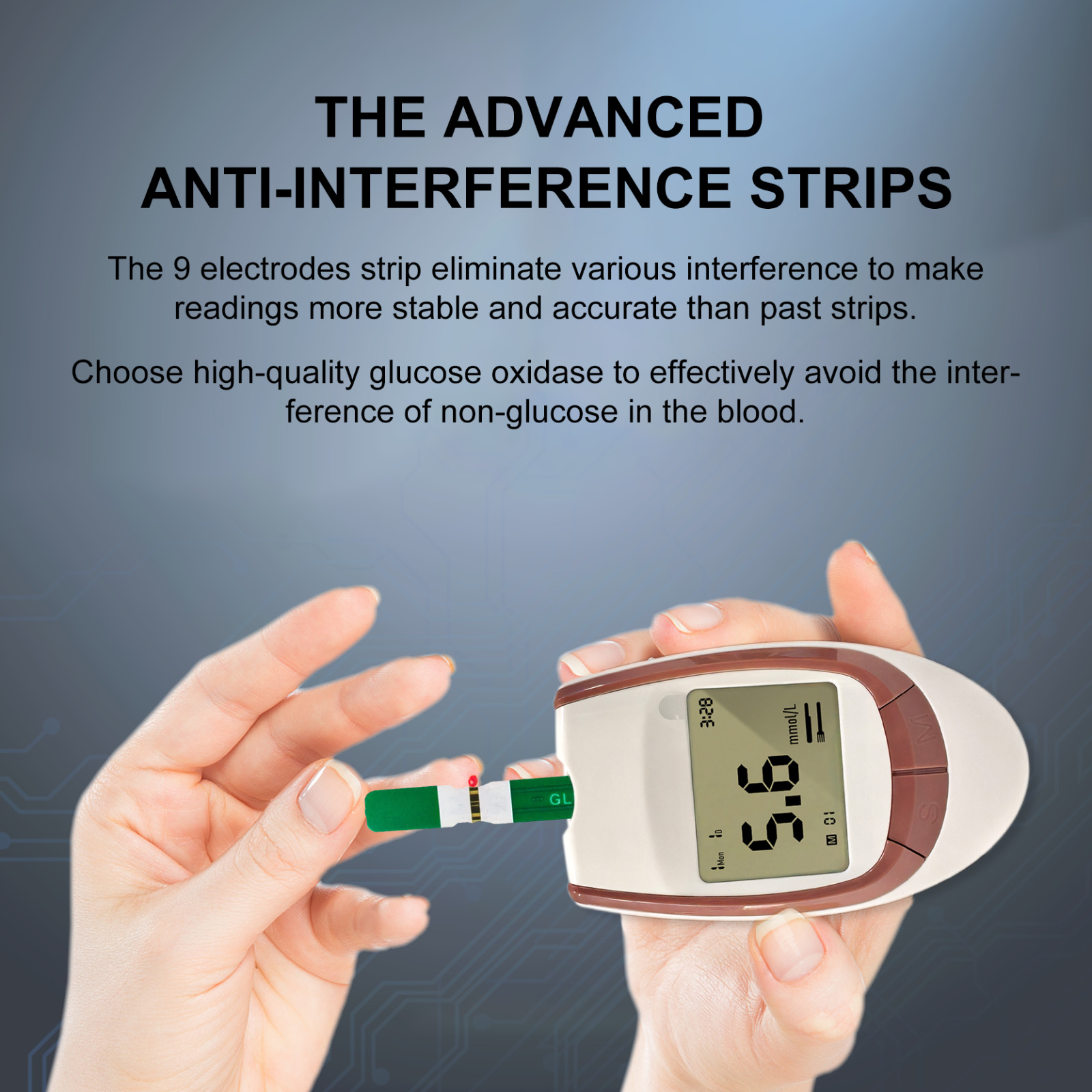 Blood glucose meter, self-monitoring of blood glucose by diabetic patients