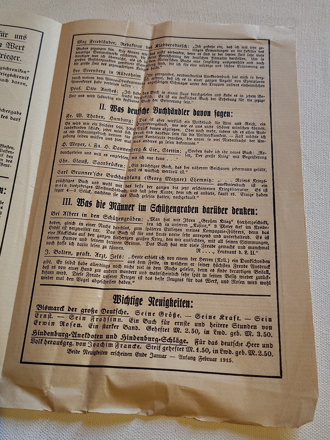 Rare 1914 German Advertisement Flyer "Der große Krieg" The Great War Book Series