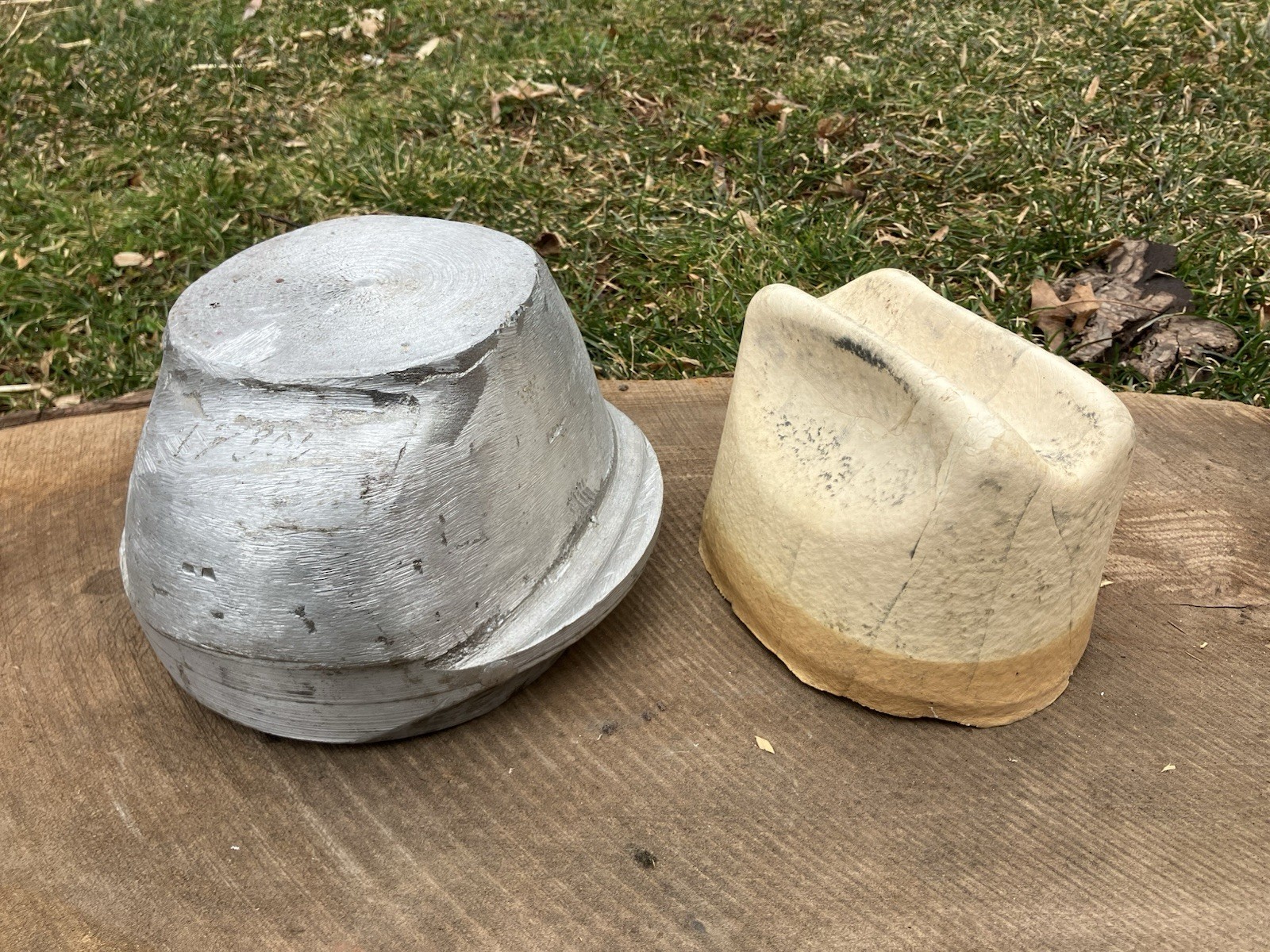 VTG Millinery Cowboy Hat Block with Hard Rubber Form Insert Matching Pair Childs