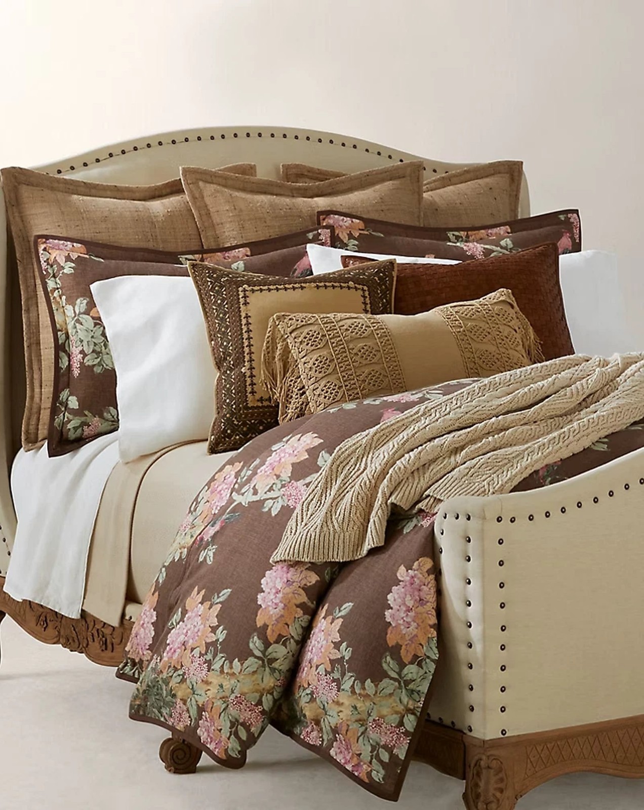 Ralph Lauren Harlow Floral Bohemian Full Queen Duvet Cover Forest Brown     B884