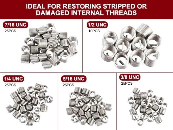 M5 M6 M8 M10 M12 Helicoil Thread Repair 131Pcs Kit & Metric Rethreading Tool Kit