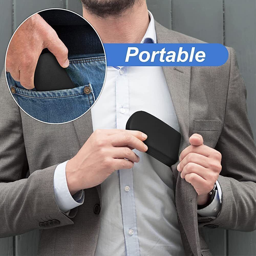 NEW Clam Shell Hard Eyeglasses PU Glasses Case Black w/Microfiber Cleaning Cloth